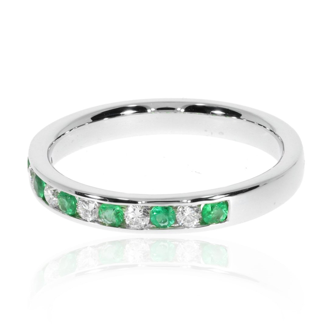 Elegant Emerald and Diamond Eternity Ring