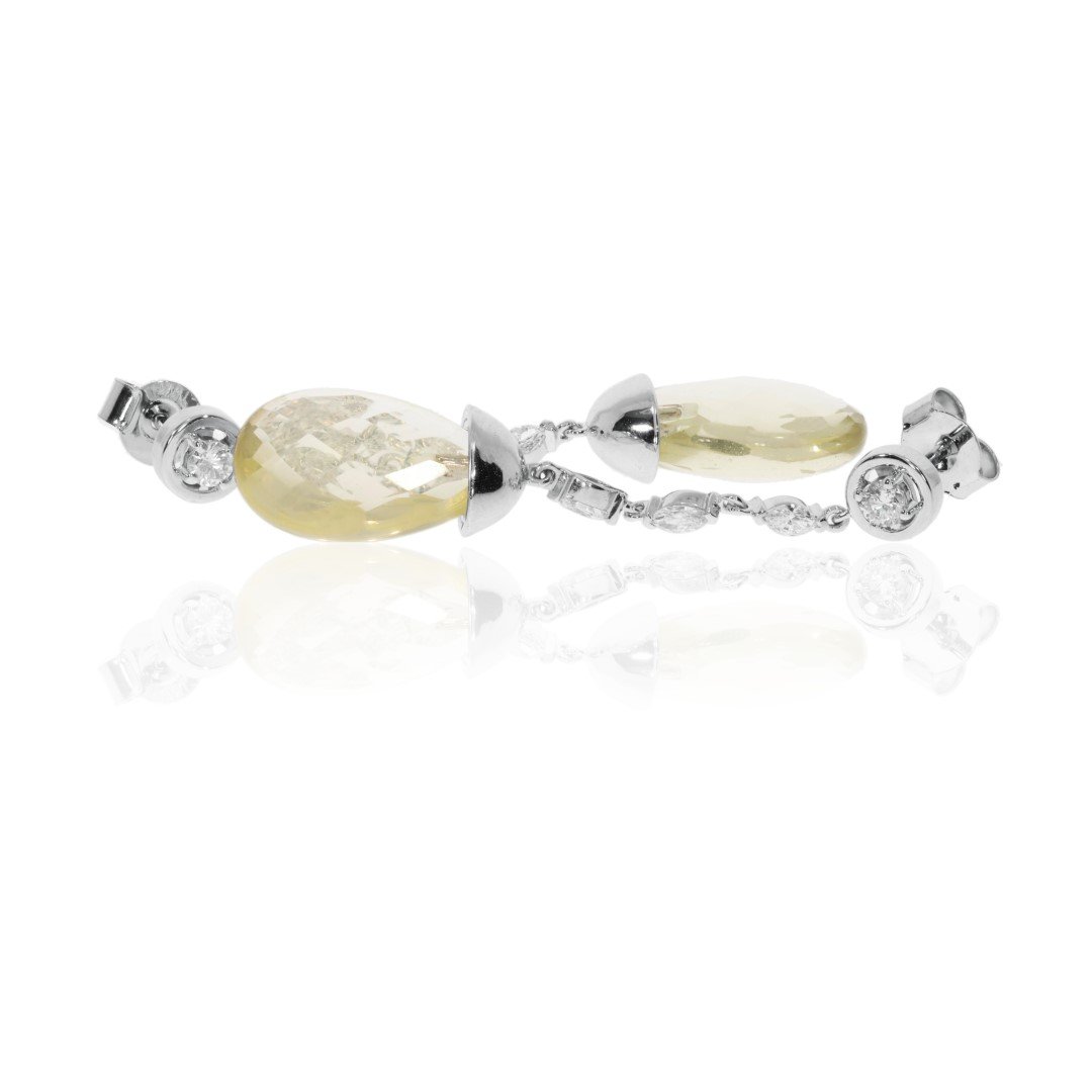 Lemon Citrine and Diamond drop earrings by Heidi Kjeldsen Jewellers ER2595 Flat