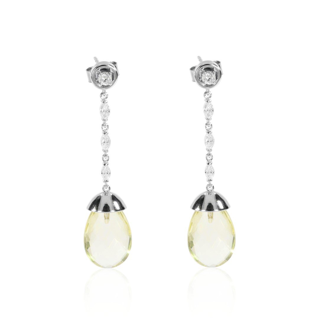 Lemon Citrine and Diamond drop earrings by Heidi Kjeldsen Jewellers ER2595 Front
