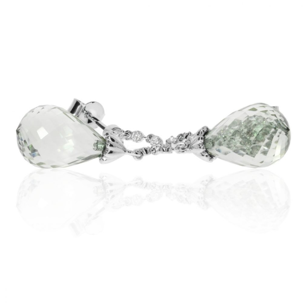 Prasiolite and Diamond drop earrings by Heidi Kjeldsen Jewellers ER2599 Flat