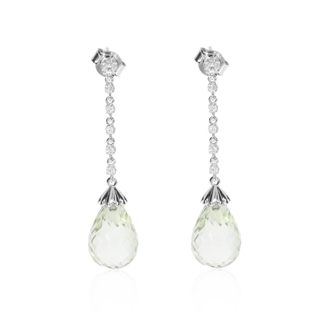 Prasiolite and Diamond drop earrings by Heidi Kjeldsen Jewellers ER2599 Front