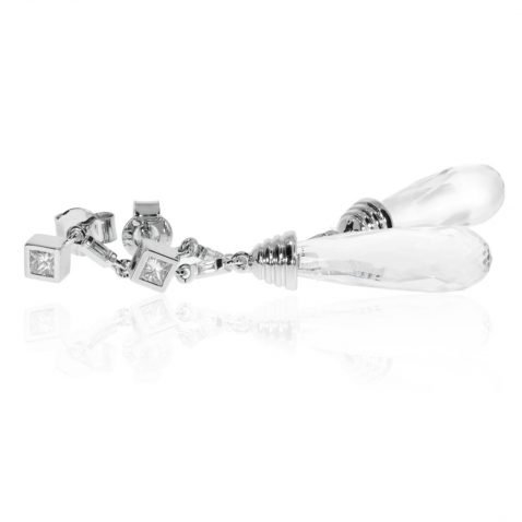Rock crystal and Diamond drop earrings by Heidi Kjeldsen Jewellers ER2596 Flat
