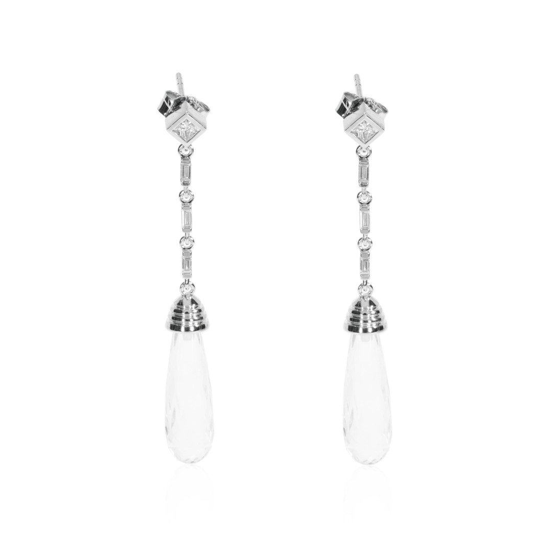 Rock crystal and Diamond drop earrings by Heidi Kjeldsen Jewellers ER2596 Front