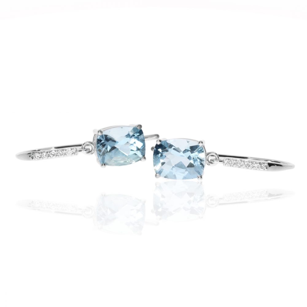Deep Blue Aquamarine and Diamond drop earrings by Heidi Kjeldsen ER2439 Side