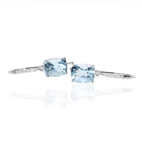 Deep Blue Aquamarine and Diamond drop earrings by Heidi Kjeldsen ER2439 Side