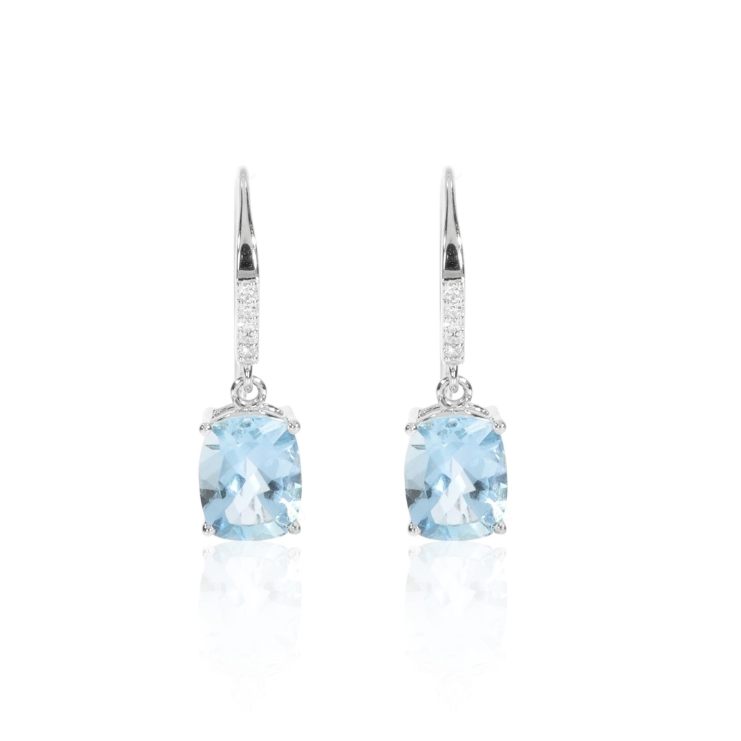 Deep Blue Aquamarine and Diamond drop earrings by Heidi Kjeldsen ER2439 Front