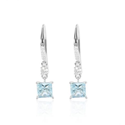 Alluring Square Aquamarine and Diamond Drop Earrings By Heidi Kjeldsen Jewellery ER2440 Front