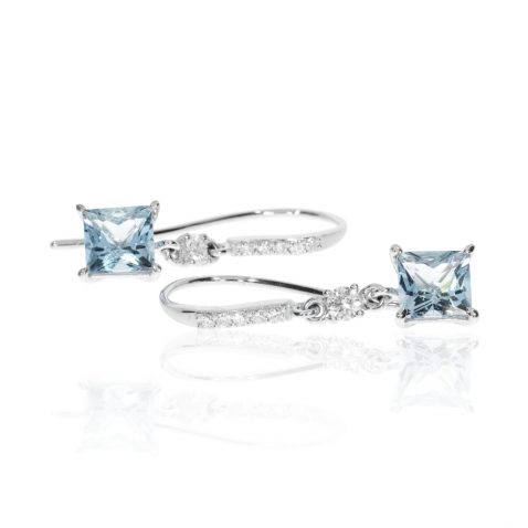 Alluring Square Aquamarine and Diamond Drop Earrings By Heidi Kjeldsen Jewellery ER2440 Side 2