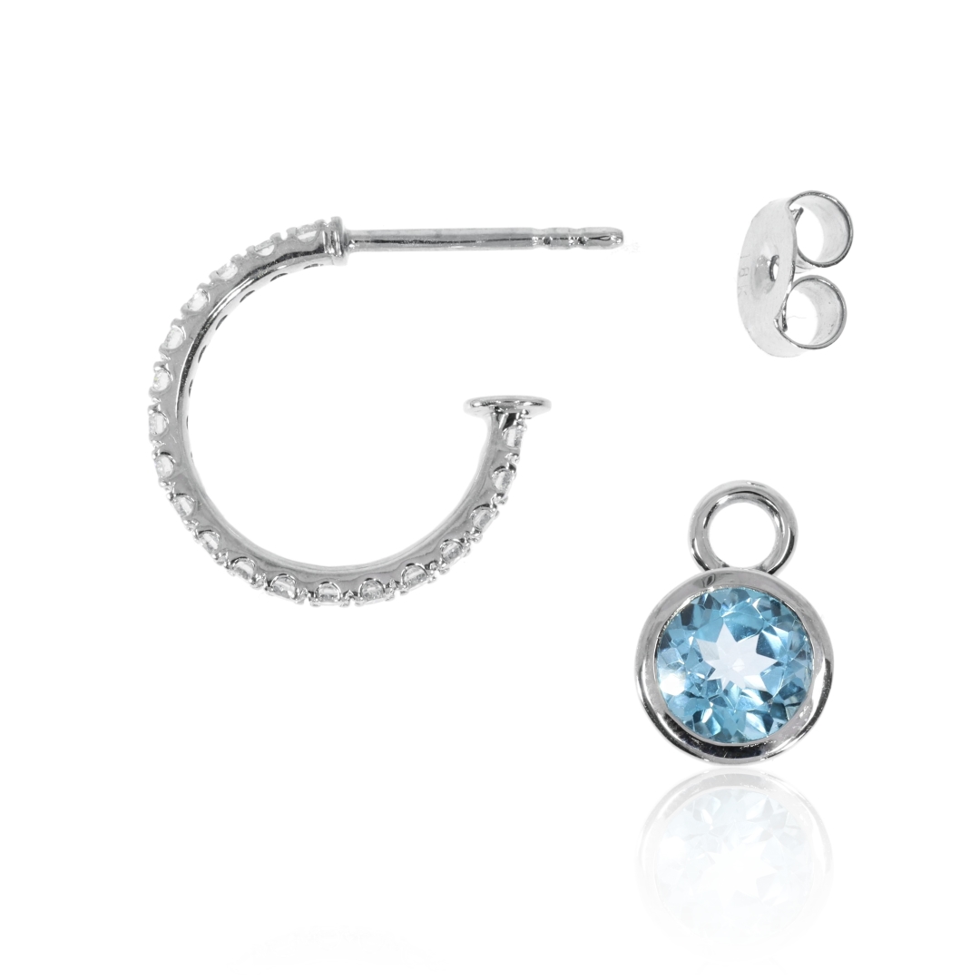Blue Topaz and Diamond Hooped Earrings With Interchangeable Blue Topaz Drop Earrings ER2558 By Heidi Kjeldsen Jewellers parts