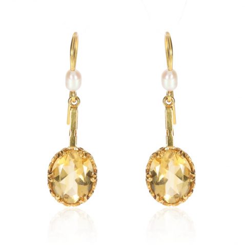 Citrine and Freshwater Pearl earrings 9ct yellow Gold Heidi Kjeldsen Jewellery ER2574 2 small