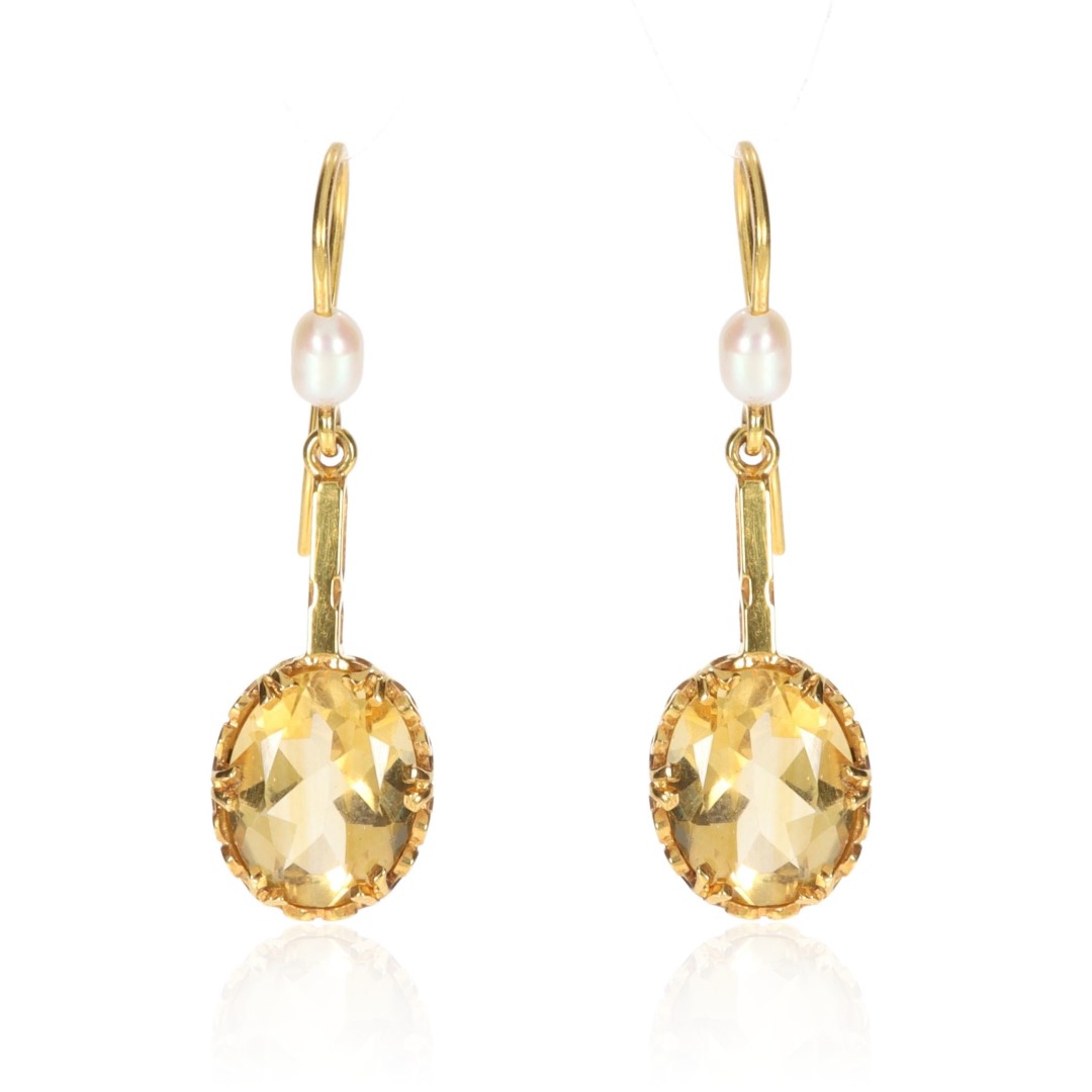 Shimmering Citrine and Pearl Drop Earrings