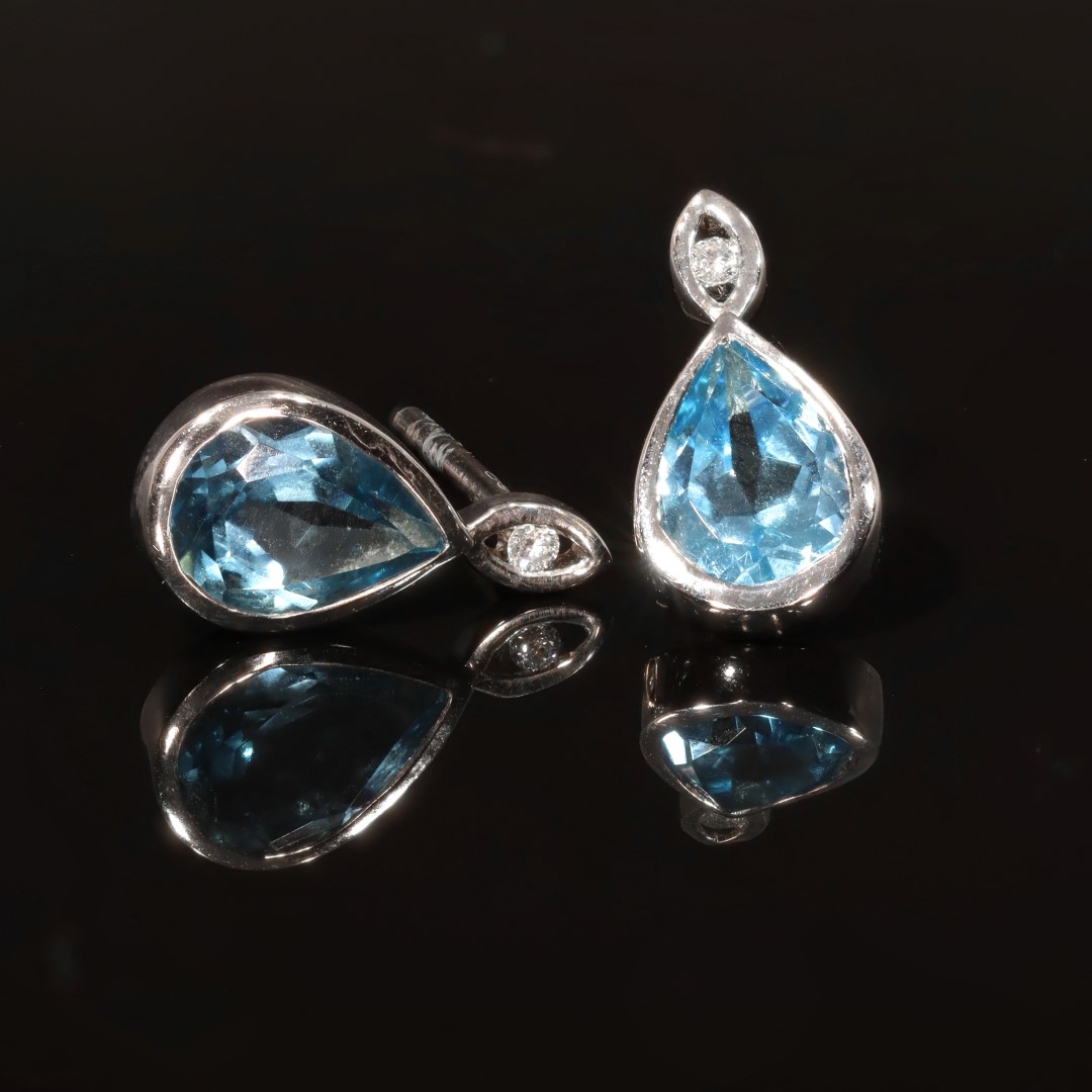 Diamond and Blue Topaz Earrings Heidi Kjeldsen Jewellery ER2624 Black