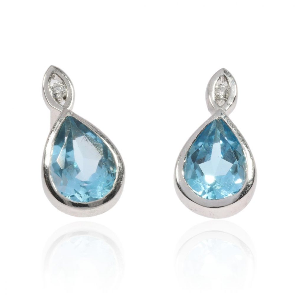 Diamond and Blue Topaz Earrings Heidi Kjeldsen Jewellery ER2624 Front