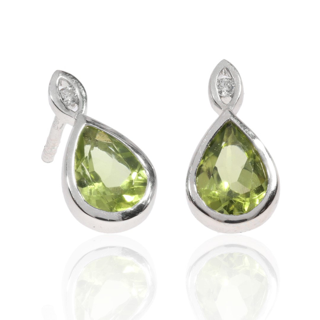 Diamond and Peridot Earrings By Heid Kjeldsen Jewellery ER2623 Front