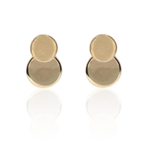 Gold double disc earrings Heidi Kjeldsen jewellers ER2609 Front