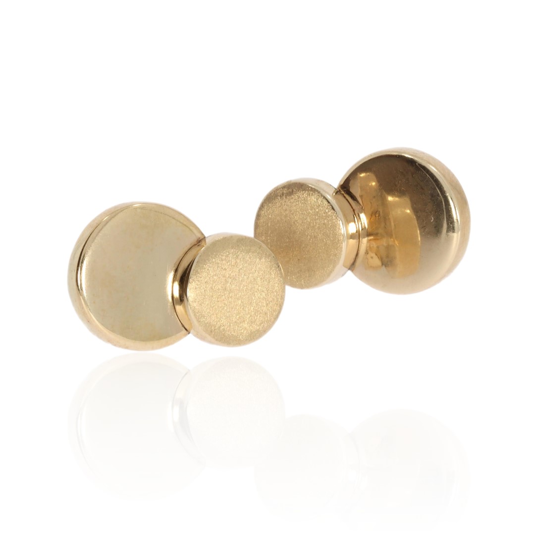 Gold double disc earrings Heidi Kjeldsen jewellers ER2609 Side