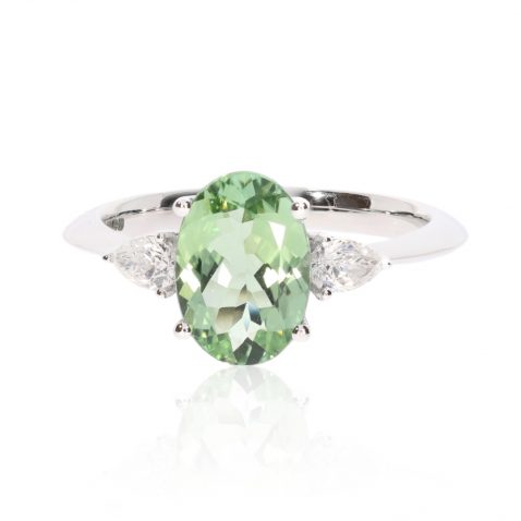 Green Tourmaline and Diamond Ring by Heidi Kjeldsen Jewellery R1702 Front