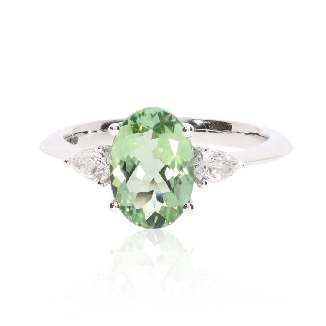 Gorgeous Green Tourmaline and Diamond Ring