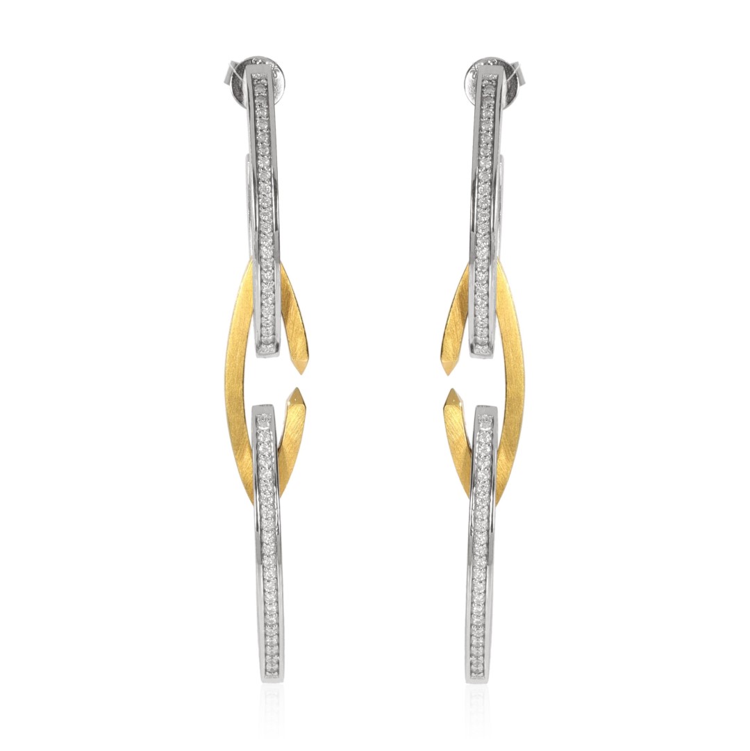 Links of Love Sterling Silver Earrings By Heidi Kjeldsen Jewellers ER2591 with gold plated links front