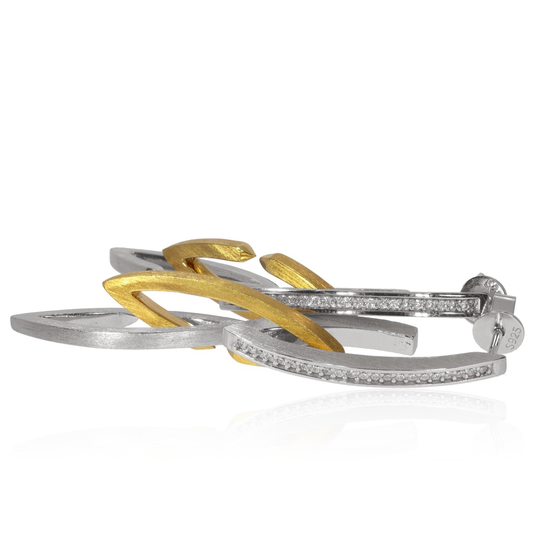 Links of Love Sterling Silver Earrings By Heidi Kjeldsen Jewellers ER2591 with gold plated links