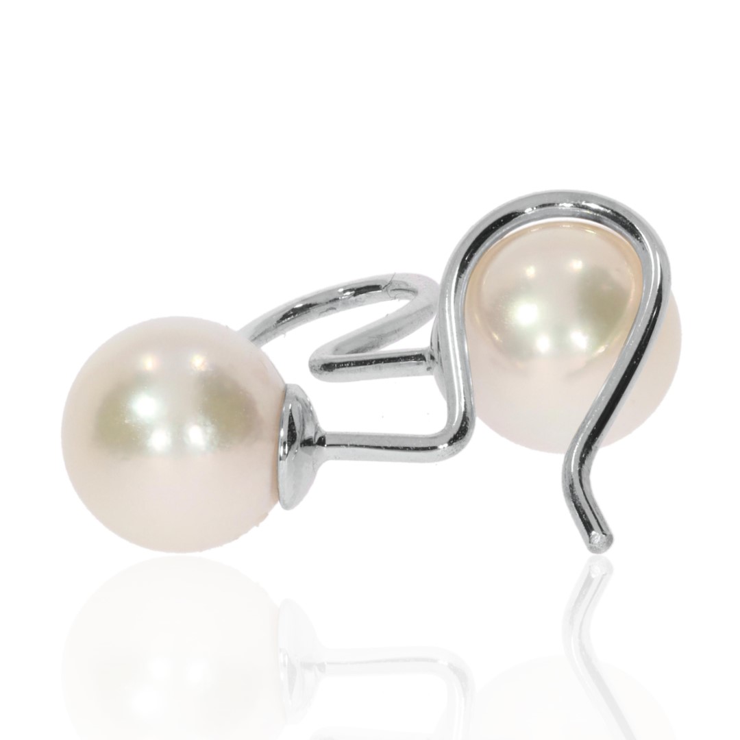 Akoya Pearl and White Gold Twist In Earrings