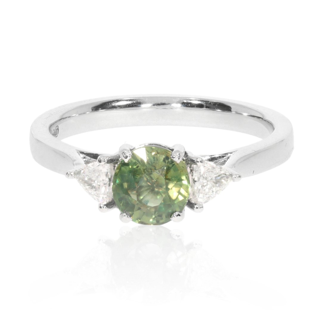 Ceylon Alexandrite Trilliant Diamond Ring Heidi Kjeldsen Jewellery R1705 front