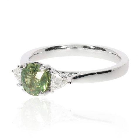 Ceylon Alexandrite Trilliant Diamond Ring Heidi Kjeldsen Jewellery R1705 side
