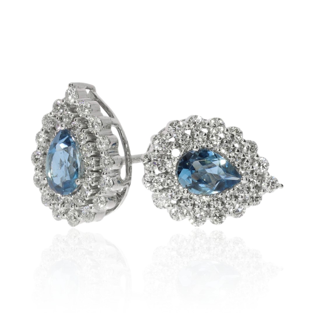 Aquamarine and Diamond Pear Shaped Earrings By Heidi Kjeldsen-Fine-Jewellers-ER4683 side