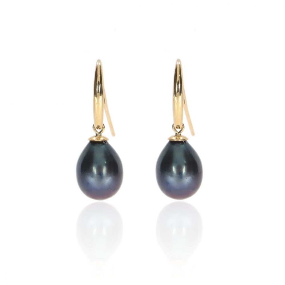 Black Cultured Pearl Drop Earrings By Heidi Kjeldsen Jewellers ER4755 Front