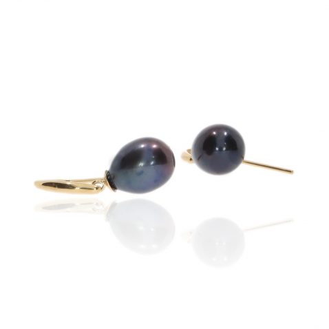 Black Cultured Pearl Drop Earrings By Heidi Kjeldsen Jewellers ER4755 Side