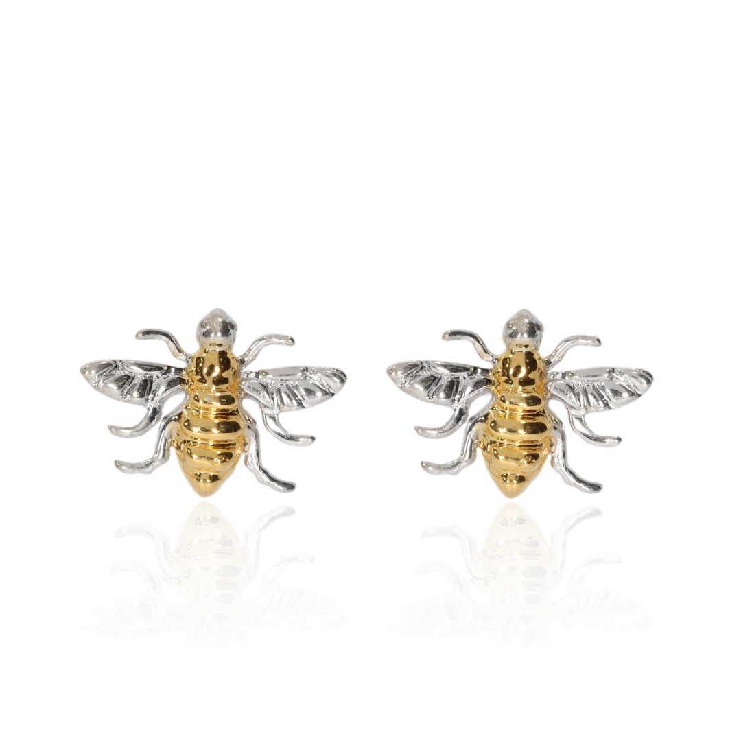 Gold Plated Silver Bee Earrings By Heidi Kjeldsen Jewellery ER2404 Front