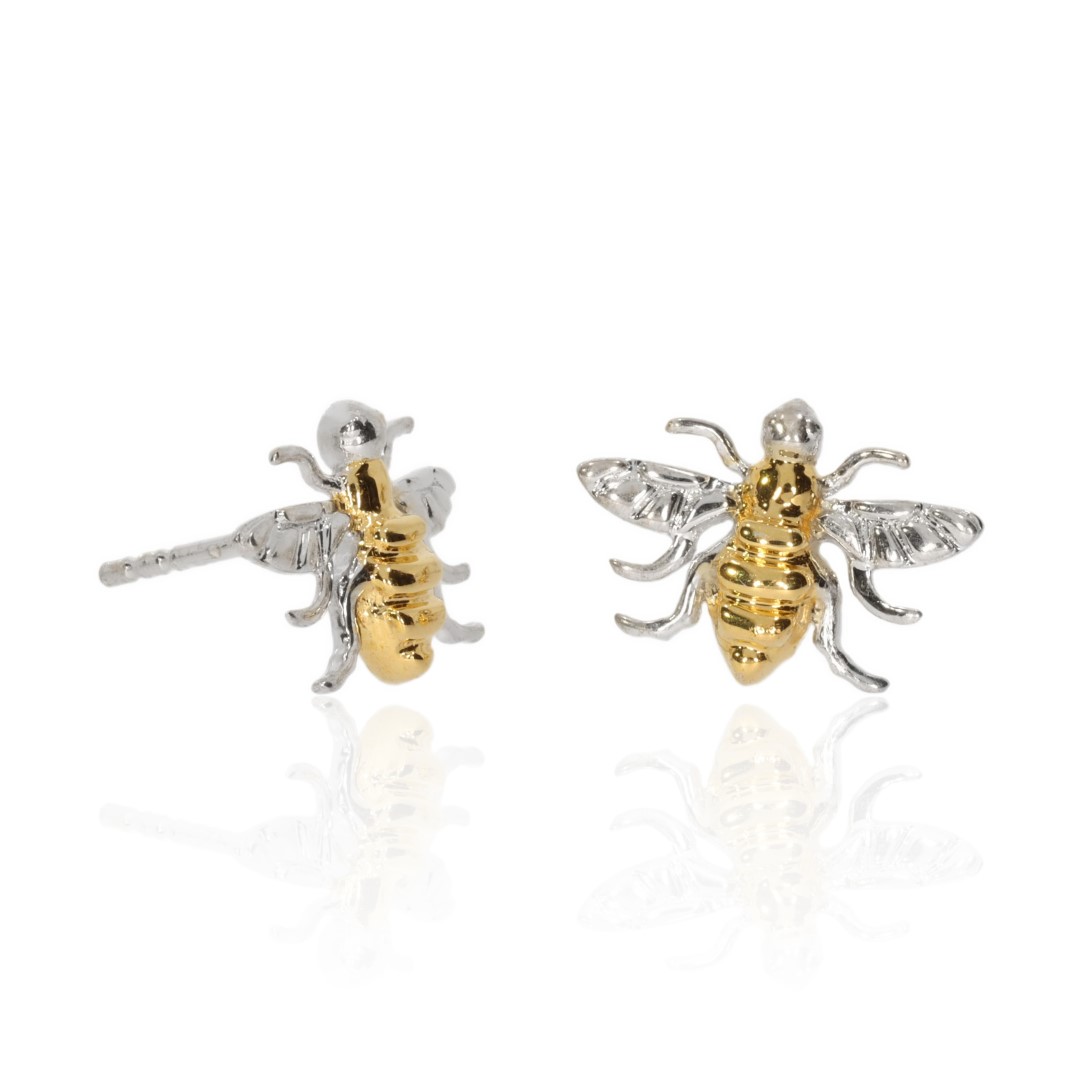 Gorgeous Gold Plated Sterling Silver Bee Earstuds