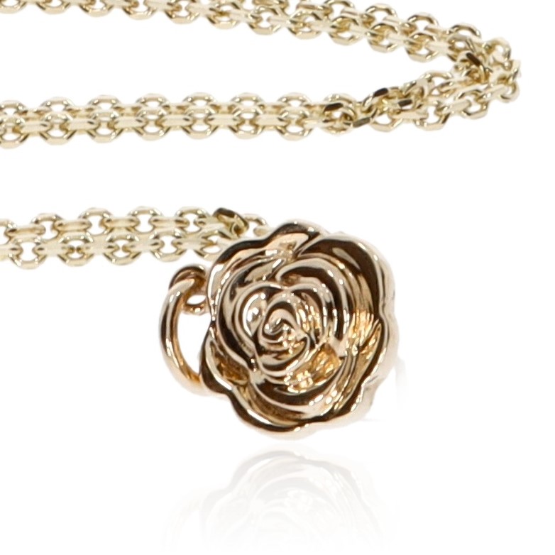 Gorgeous Gold Rose Pendant By Heidi Kjeldsen Jewellery P1407 Flat