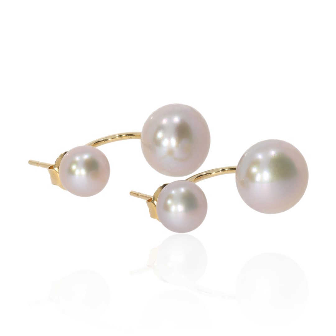 Grey Double Pearl Earrings By Heidi Kjeldsen Jewellery ER4686 Side