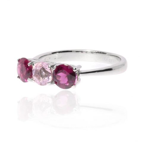 Pretty Pink Rhodalite Garnet and Morganite Ring By Heidi Kjeldsen Jewellery R1640 side