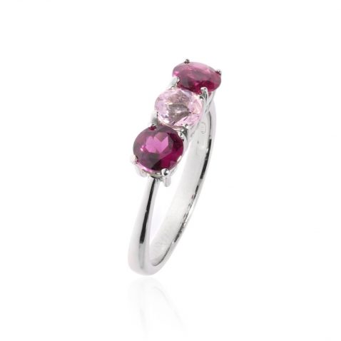 Pretty Pink Rhodalite Garnet and Morganite Ring By Heidi Kjeldsen Jewellery R1640 vertical