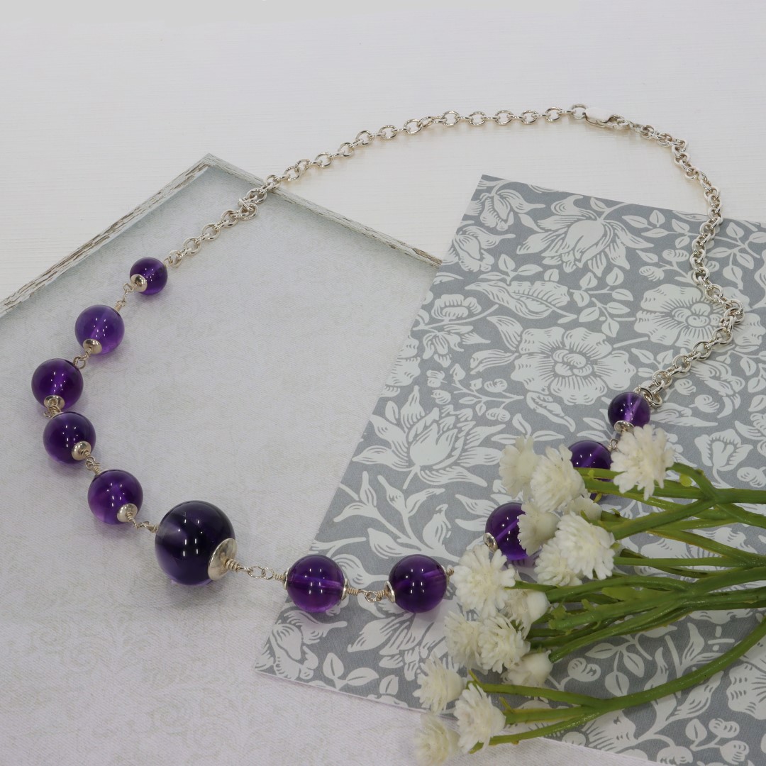Amethyst and Murano Glass Necklace By Heidi Kjeldsen Jewellery NL1288 still