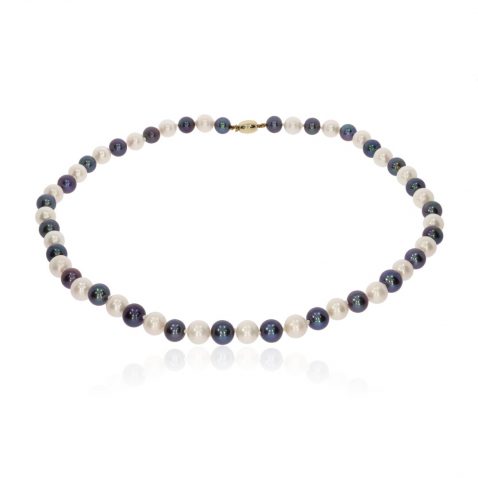 Black and White Cultured Pearl Necklace By Heidi Kjeldsen Jewellery NL1217 Flat