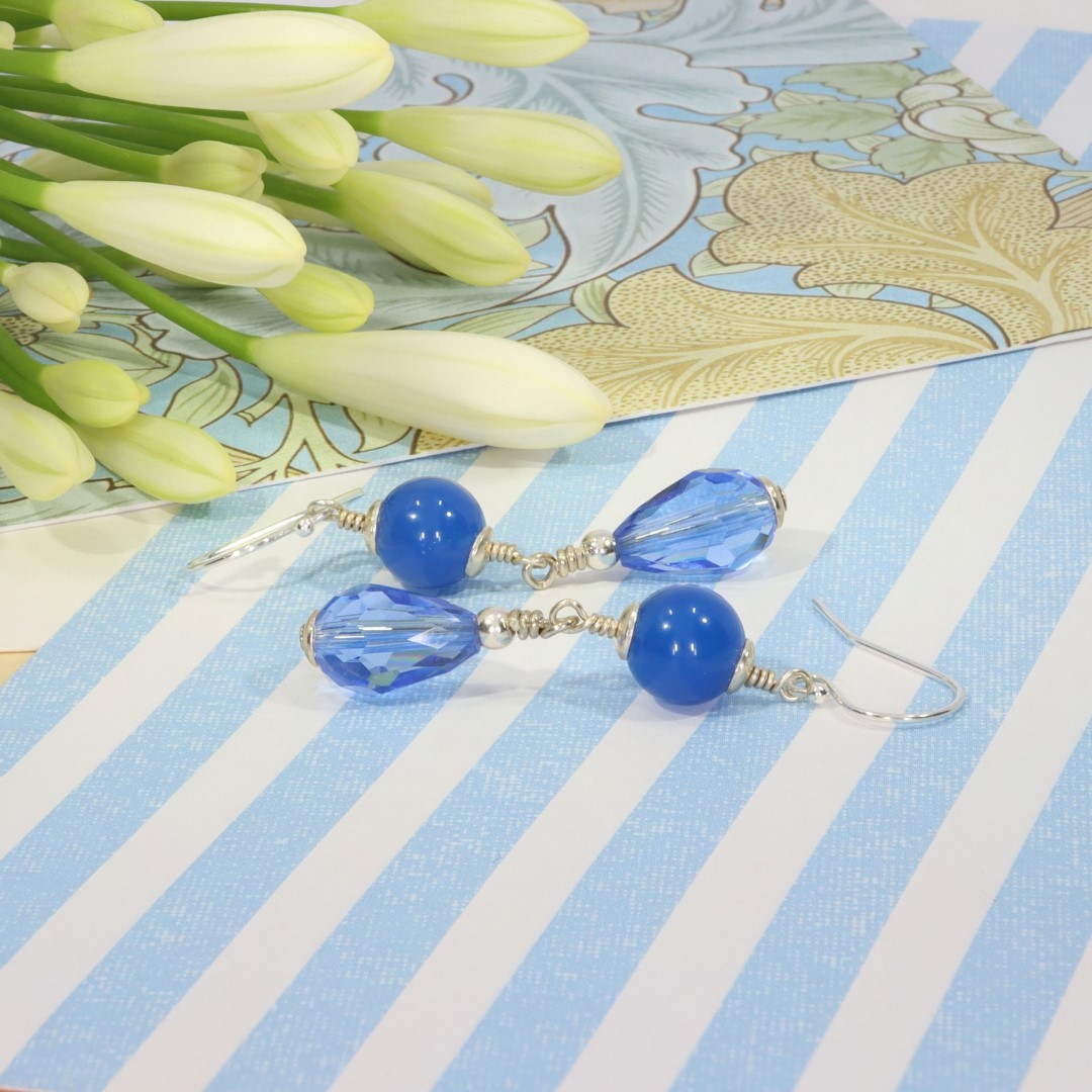Blue Agate and Glass Earrings By Heidi Kjeldsen Jewellery ER2578 Still