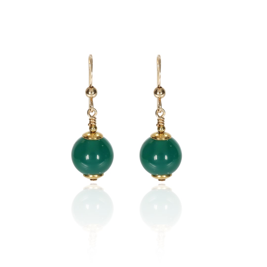 Green Agate Gold Filled Drop Earrings By Heidi Kjeldsen Jewellery ER2480 Front