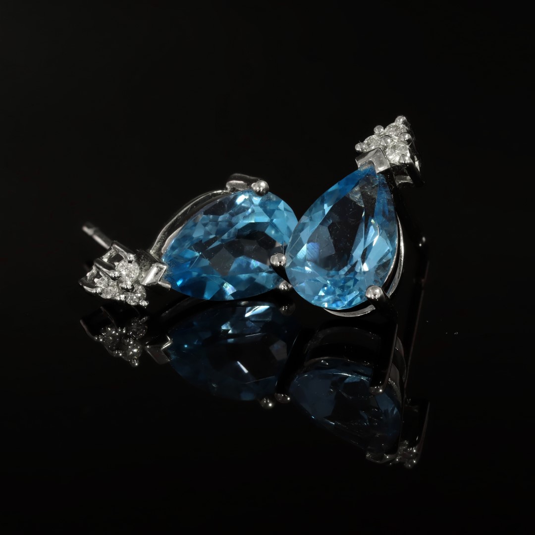 Blue Topaz Drop Earrings By Heidi Kjeldsen Jewellery ER1758 Black