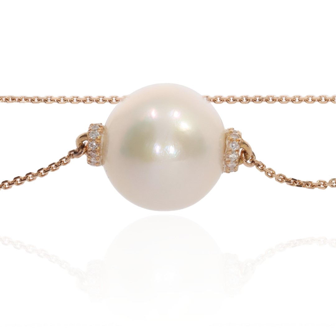 Cultured Pearl and Diamond Necklace Heidi Kjeldsen Jewellery NL1335 close