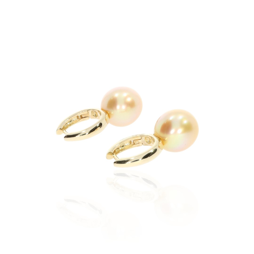 Golden South Sea Pearl and Gold Earrings Heidi Kjeldsen Jewellery ER4775 side