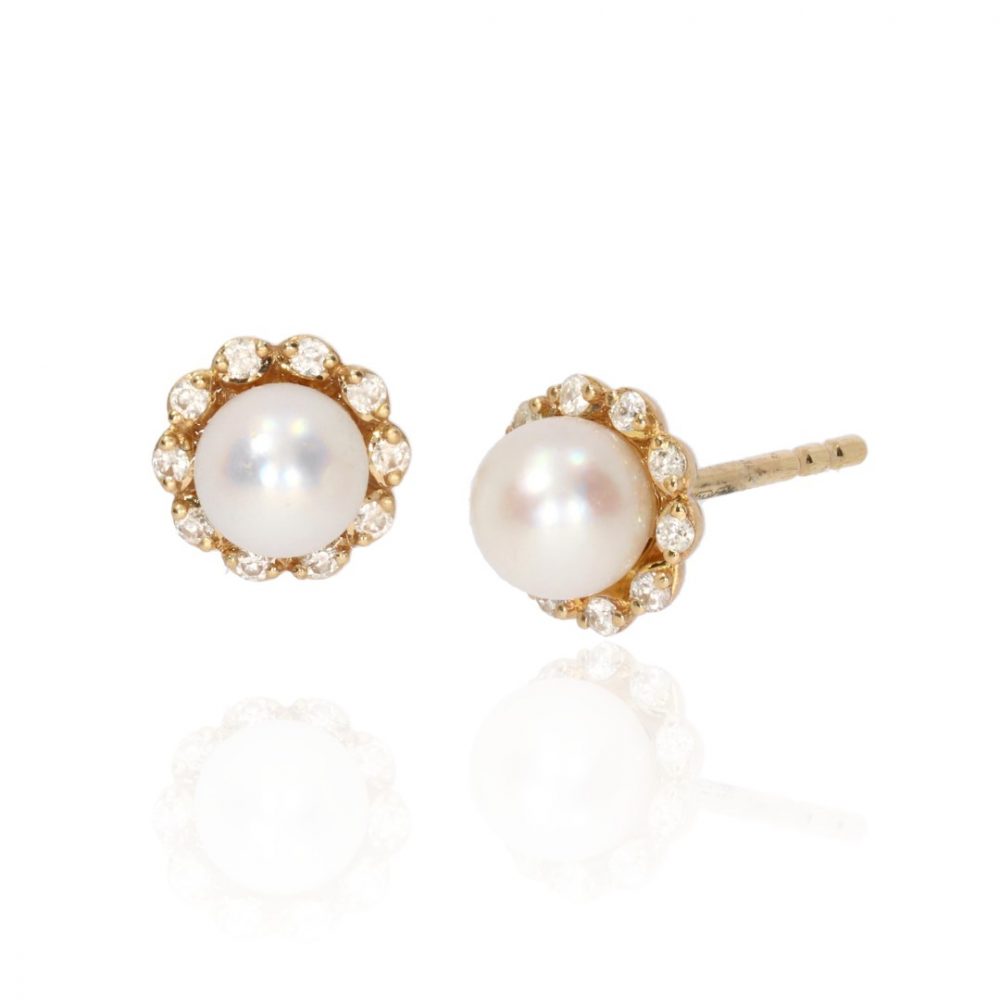 Pearl and Diamond Cluster earrings ER2548 by Heidi Kjeldsen Jewellery Front