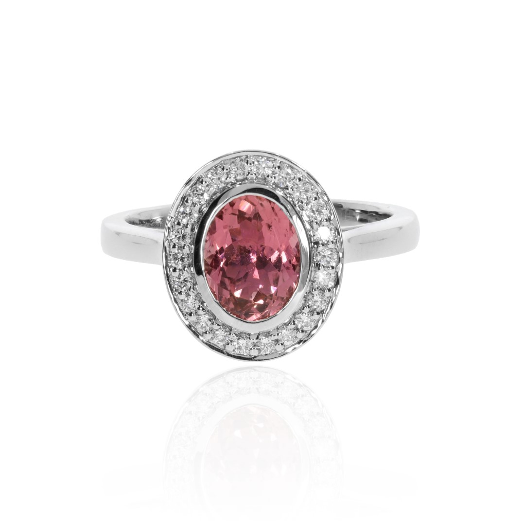Pink Tourmaline and Diamond Cluster Ring Heidi Kjeldsen Jewellery R1721 front