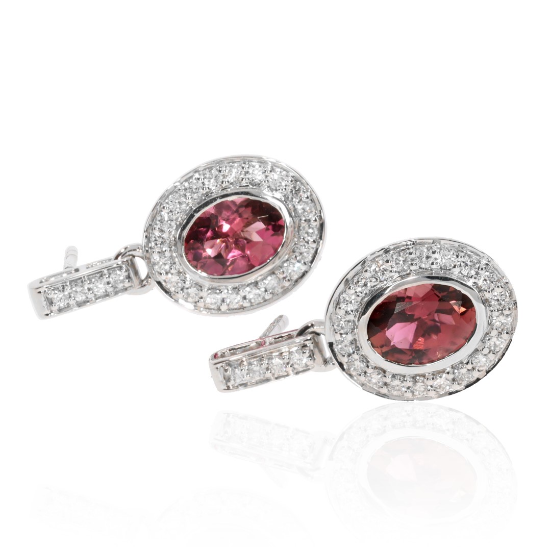 Pink Tourmaline and Diamond Earrings Heidi Kjeldsen Jewellery ER4773 side