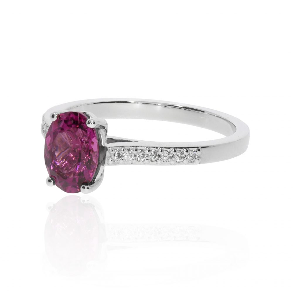 Rhodolite Garnet and Diamond Ring Heidi Kjeldsen Jewellery R1728 side