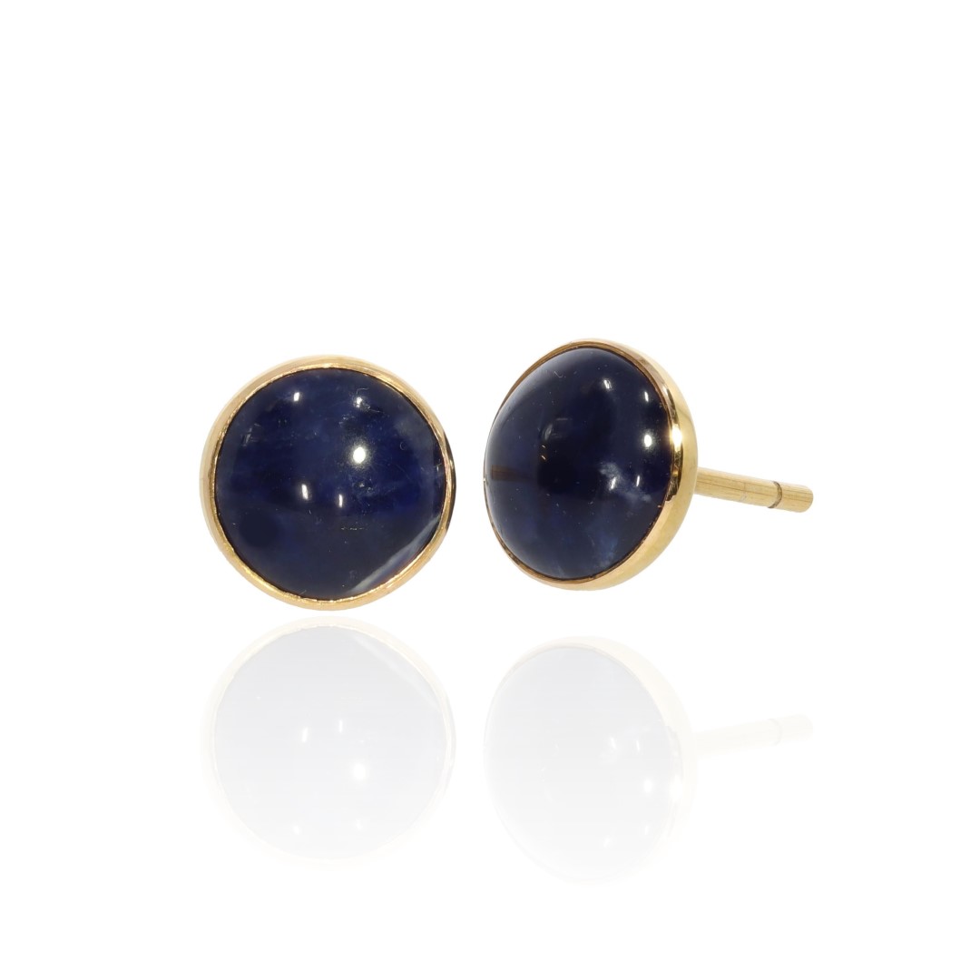 Vibrant Sodalite and 9ct Yellow Gold Earstuds
