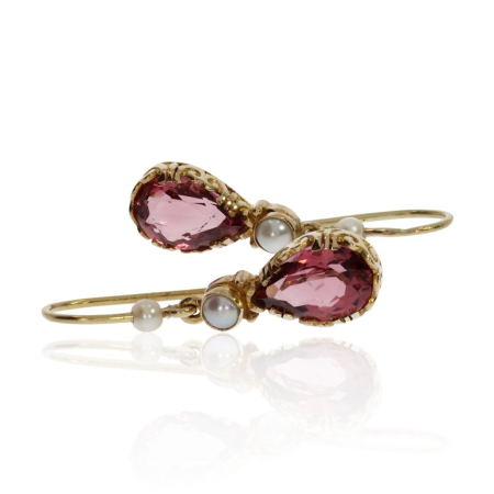 Pink-Tourmaline-Cultured-Pearl-Gold-Earrings-Heidi-Kjeldsen-Jewellers-ER2374-side.jpg